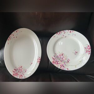 Vintage Pharos Fine Bone China Dinner Plate Set - Pink and Gold Floral